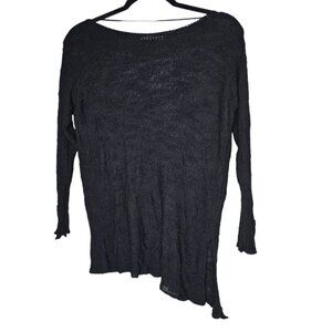 ⭐️Zara S Black Grunge Long Sleeve Asymmetric Hem Open Loose Knit Top Whimsy Goth